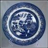 Staffordshire China Dinner Plate by Churchill BLUE WILLOW Pattern 