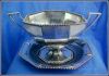 FORBES Quadruple Silver Plate Footed Compote Ice Cream Serving Dish with Matching Tray