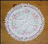 Handmade Round - Oval Embroidered and Lace Linen Tea Cloth Doily