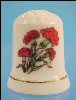 Fine Bone China Sewing THIMBLE Red Poppy Poppies Flowers / 24K Gold Band