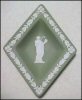 WEDGWOOD JASPERWARE Sage Green Diamond Pin Tray - Salome with John the Baptist Bridge Collection A1328