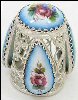 Silver Filigree Floral Enamel Sewing Thimble from Russia