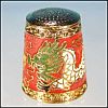 Vintage CLOISONNE DRAGON Sewing Thimble Chinese Red A1353