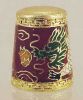 Cloisonne Dragon Sewing Thimble Deep Chinese Red A1354