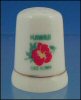 Collectible State Sewing Thimble HAWAII State Flower Porcelain China A1368