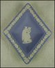 Vintage WEDGWOOD JASPERWARE PALE BLUE Diamond Pin Tray - Muse Playing Harp Bridge Collection (c. 1969) A1422