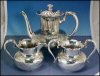 Antique ROCKFORD SILVER Quadruple Silverplate Engraved Tea Serving Set #991 A1456