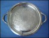 Vintage Engraved Silverplate Two-Handle Tea Serving Tray Salver A1464