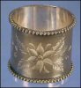 Antique Silver Plate Floral & Leaf Bright Cut Napkin Ring A1514