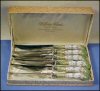WILLIAM ADAMS of Sheffield, England Pistol Grip Steak Knives Boxed Set Hand-painted with Gold Trim