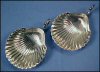 Pair Fancy Victorian Silver Plate Footed Shell Salt Cellars / Dishes / Bowls EBERLE A1597