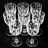 Vintage Clear CRYSTAL GLASS CORDIALS Set of 8 Etched BAMBOO