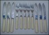 Vintage English Silver Plate Fish Knives & Forks Set of 6 Bakelite/Celluloid/French Ivory Handles Harrison Fisher & Co., Sheffield, England A1680