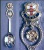 Vintage Silverplate & Enamel Collectible Souvenir Spoon YORK with ROSE WINDOW Charm B.B.S. Gt. Britain