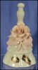 Collectible NUOVA CAPODIMONTE Fine Porcelain Bell - ITALY - Basketweave & Pink Flower A1728