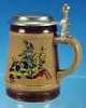 Vintage MARZI & REMY German Beer Stein Pewter Lid THREE JOUSTING KNIGHTS ON HORSES Transferware MADE IN GERMANY