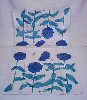 Vintage VERA NEUMANN Linen Tea Towel Big Blue Flowers (c. 1963