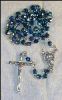 Vintage ROSARY Sparkling Large Dark Blue Iridescent Aurora Borealis Glass Beads ITALY - 18 grams A1890