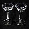 Vintage Crystal Glass SAUCER CHAMPAGNE or SHERBETS Hexagon Stems PAIR