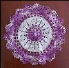 Vintage Hand Crochet Lace VARIEGATED PURPLE Round Table Doily 9.5" Diameter A1923