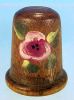 Vintage Hand-Painted WOOD THIMBLE Pink Rose / "Joan" A1994