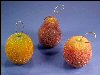 Victorian Beaded Fruit Christmas Ornaments Set of 3 - Apple Orange Pear A2069