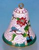 Vintage CLOISONNE ENAMEL White Floral Bell #2 A2103