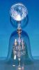 Vintage Annual Etched Crystal Glass Collectible Bell Round Medallion Handle © fc 1981 A2126