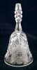 Vintage Crystal Glass Dinner Bell ETCHED RETRO FLOWER A2141