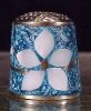 Vintage Handmade Alpaca Silver, Turquoise Mosaic Stone & Mother of Pearl Thimble MEXICO A2231