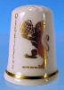 Vintage Collectible SHERWOOD ENGLAND Thimble Staffordshire Queen Elizabeth 2 (RMS QE2 and Crown Lion Holding Globe A2263