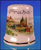 Vintage KARLOVARSKY Porcelain "PRAHA" Czech Republic / CHODOV Hand Painted Thimble PINK PORCELAIN A2276