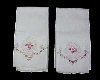 Vintage IRISH LINEN Rose Embroidered Hand / Guest Towels Pair (2) A2440