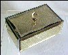 Vintage Gold Flecked Mirrored TRINKET JEWELRY BOX Vantiy Dresser Boudoir A2458