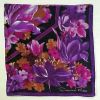 Vintage OSCAR DE LA RENTA Purple Floral Silk Scarf 31" x 31" A2468