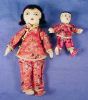 Vintage Cloth Body Handmade Oriental JAPANESE Dolls 11" and 5.5" JAPAN Mother & Child
