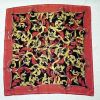 Vintage ELAINE GOLD 100% Silk Scarf for Collection XIIX Red, Black and Metallic Gold Acanthus Leaves A2623