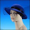 Vintage 1980's MR. MURRAY NEW YORK / LANCASTER 100% Wool Royal Blue Felt with Black Net Lace Ladies Women's Hat  U.S.A.