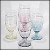 Vintage ITALIAN CRYSTAL Jewel Color Engraved WATER WINE GLASS Stemware Set of Four (4) ITALY