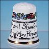 Vintage SPRING Bone China Collectible Thimble BRITAIN "April Showers Bring May Flowers"