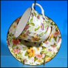 Vintage BETHANY Floral Chintz Teacup & Saucer Set Staffordshire, England / Yellow, Pink, Lilac & Green