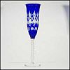 Vintage Cobalt Blue Cased Cut to Clear Bohemian Czech Individual Champagne Flute$75.00