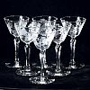 Etched Floral GLENMORE Tall Sherbert / Champagne Glass Stemware Libbey Rock Sharpe Set of Six (6)