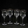 Vintage WINTERTHUR 24% Lead Crystal Stemmed Wine Glass Goblets ROYAL Set of Four (4) Gold Trimmed Optic Swirl Stemware