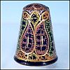 Vintage PERSIAN LACQUER WARE Lacquerware Handmade Hand-Painted PAISLEY Collectible Thimble 18K Gold Accents