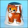Vintage German Three Kittens / Cats Porcelain Ceramic Collectible Sewing Thimble Western Germany