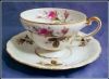 UCAGCO CHINA MOSS ROSE Footed Tea Cup and Saucer Set