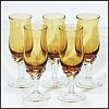 Art Glass Amber Crystal Glass Smokey Topaz Cordial Sherry Stemware - Set of 5