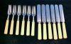 LANDERS, FRARY & CLARK Quadruple Silverplate Flatware - French Ivory Handles Knife & Fork 12 Pieces