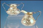 COLONIAL SILVER CO. Quadruple Silverplate Creamer & Sugar Bowl Tea Set Art Nouveau